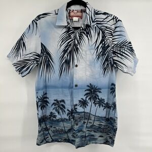 Vintage RJC Mens Size Small Hawaiian Shirt Made in Hawaii USA Beach Palm Trees